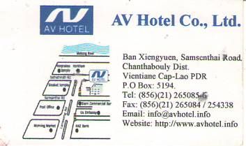 AV HOTEL CO.,LTD.-LAO PDR,Hotel in VientianeCapital,Sansenthai Road, Chanthabouly District,LAO Biz DIRECTORY,Business directory,ASEAN BUSINESS DIRECTORY,WWW.ASEANBIZDIRECTORY.COM 